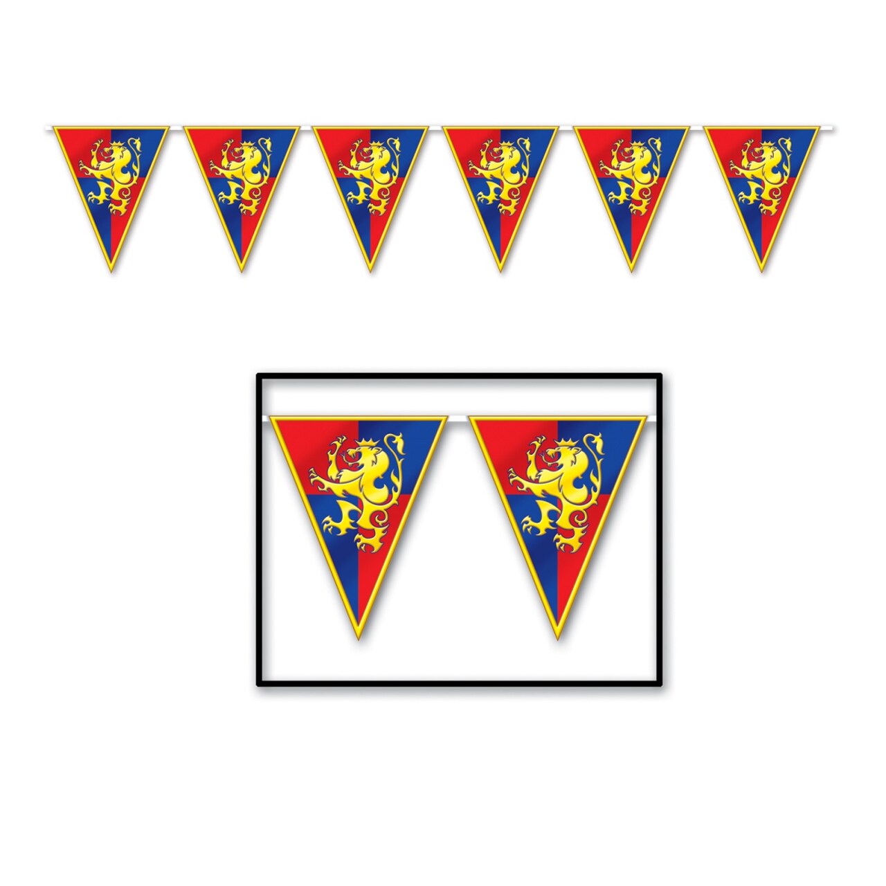 Party Central Club Pack of 12 Blue and Yellow Medieval Pennant Hanging Banner Party Decors 12'